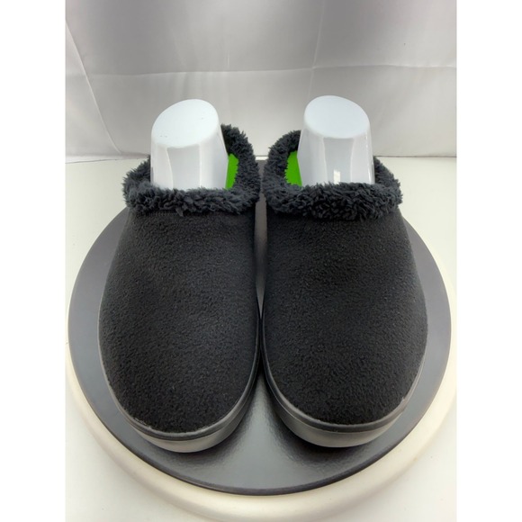 Oofos Oocoozie Mule Mens Size 12 Black Sherpa Comfort Recovery Slip‎ On Shoes